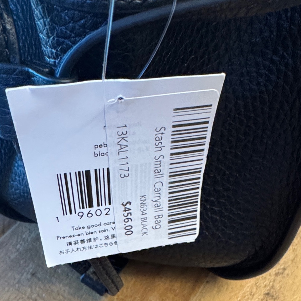 NWT kate spade stash small Black Pebbled authentic Leather Satchel w Strap New - Picture 11 of 15